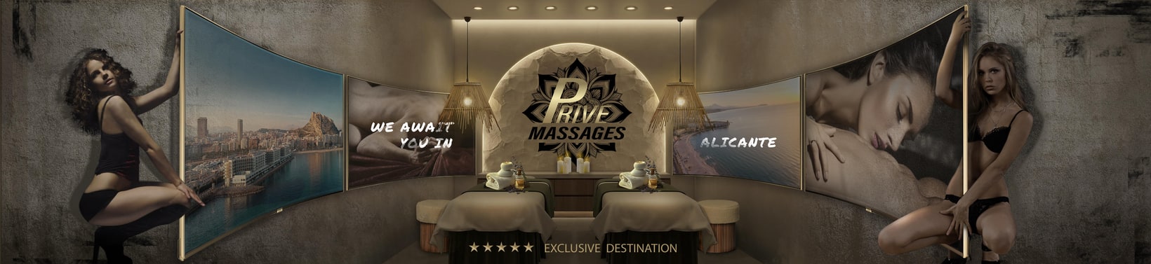 Massage room with luxury decor and spa ambience.